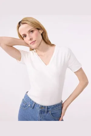 Petit Bateau T-shirt Iconica a maniche corte a coste tinta unita donna