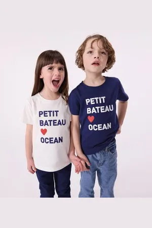 Petit Bateau T-shirt a maniche corte in cotone con stampa bambino unisex