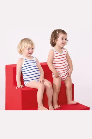 Petit Bateau Confezione da 2 body senza maniche in cotone a righe neonato