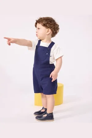Petit Bateau Salopette corta in serge bebè