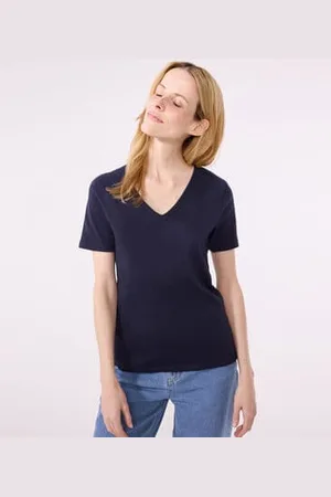 Petit Bateau T-shirt Iconica a maniche corte a coste tinta unita donna