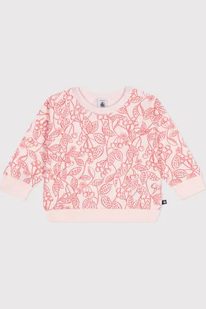 Petit Bateau Felpa in cotone con stampa di ciliegie rosa neonato