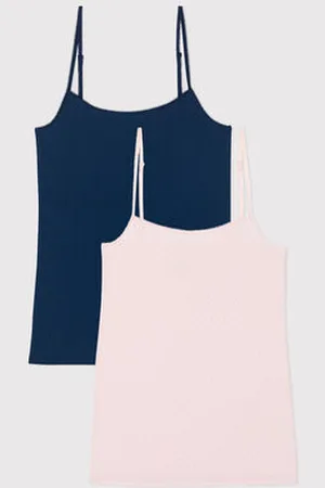 Petit Bateau Set di 2 canotte con spalline sottili in cotone donna
