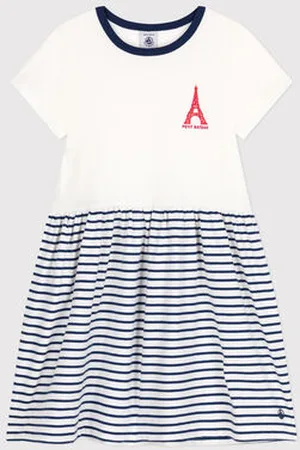 Petit Bateau Abito a maniche corte in cotone bambina