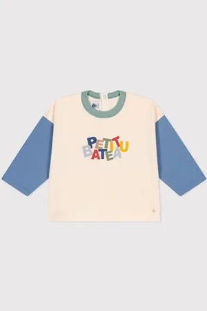 Petit Bateau T-shirt a maniche lunghe in jersey sottile neonato