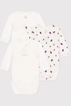 Petit Bateau Confezione da 3 body incrociati a maniche lunghe in cotone neonato