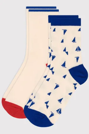 Petit Bateau 2 paia di calzini in cotone con barca stampata bambino