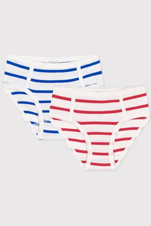 Petit Bateau Set da 2 culotte a vita alta in cotone a righe bambino