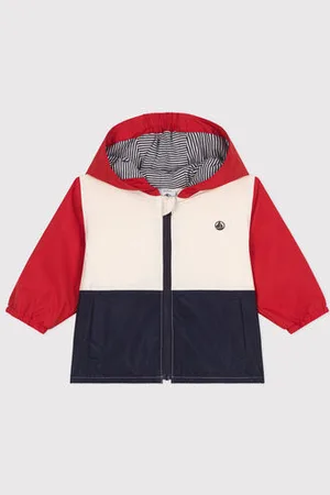 Petit Bateau Giacca a vento con stampa color block, fodera millerighe neonato