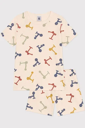Petit Bateau Pigiama short fantasia monopattino in cotone bambino
