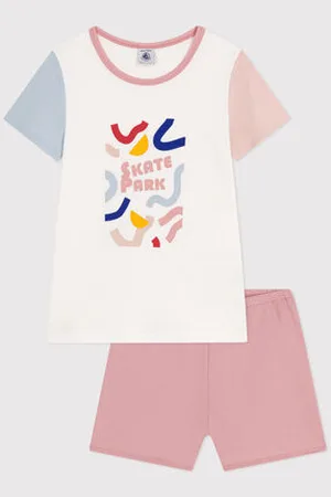 Petit Bateau Pigiama shorts a tinta unita in cotone bambino