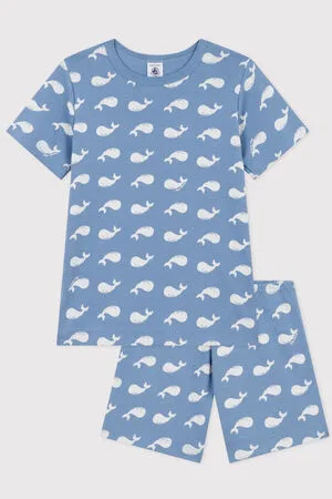 Petit Bateau Pigiama short in cotone fantasia balena bambino