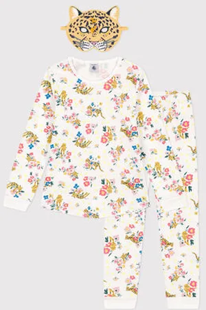 Petit Bateau Pigiama bambino travestimento fosforescente in cotone stampato con maschera da pantera