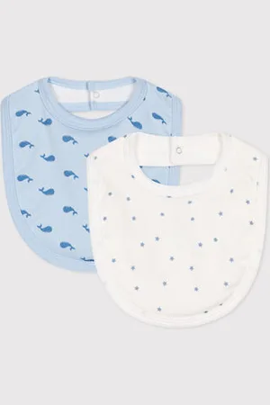 Petit Bateau Confezione da 2 bavaglini in cotone con stampa neonato