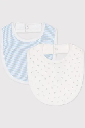 Petit Bateau Confezione da 2 bavaglini in cotone con stampa neonato