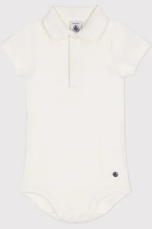 Petit Bateau Body con colletto polo in cotone a manica corta bebè