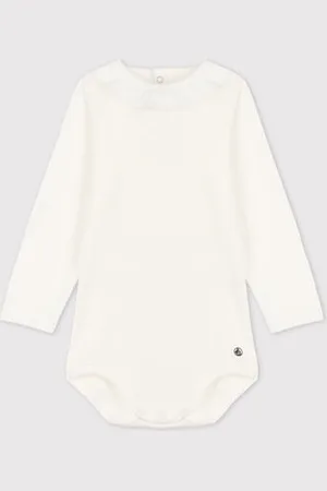 Petit Bateau Body in cotone a manica lunga bebè con colletto