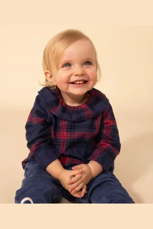 Petit Bateau Blusa a manica lunga di flanella per bebè