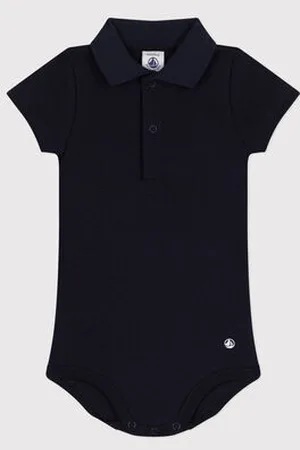 Petit Bateau Body con colletto polo in cotone a manica corta bebè