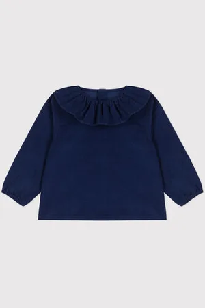 Petit Bateau Blusa manica lunga bebè in velluto finissimo