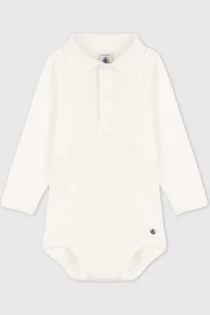 Petit Bateau Body a manica lunga bebè con colletto polo in cotone