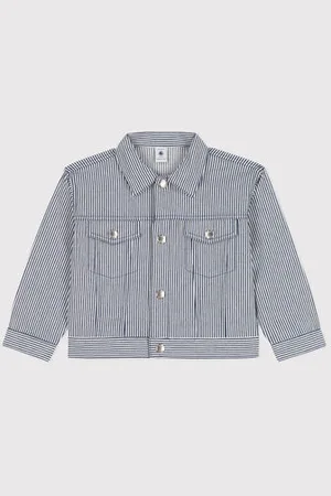 Petit Bateau Giacca in tela di cotone a righe bambina