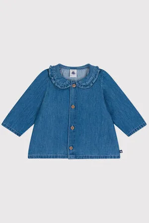 Petit Bateau Blusa in denim leggero neonato