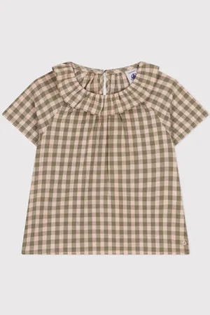 Petit Bateau Blusa bebè a maniche corte in seersucker