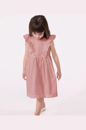 Petit Bateau Abito smanicato da bambina in cotone tinta unita