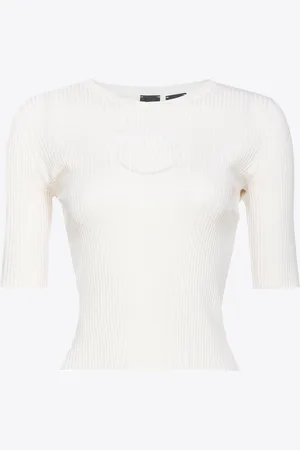 Pinko Maglia a costine logo Love Birds in trasparenza, - , M