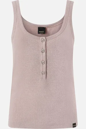 Pinko Top a canotta in maglia metallizzata con bottoni, - , M