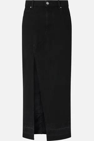Pinko Gonna lunga in denim nero con spacco, , 46