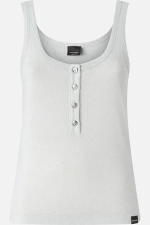 Pinko Top a canotta in maglia metallizzata con bottoni, - , M