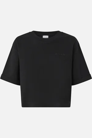 Pinko T-shirt corta con logo ricamato, , XXL