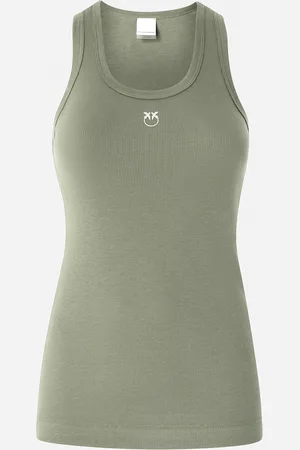 Pinko Top canottiera a costine con logo uccellini, , M