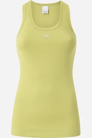 Pinko Top canottiera a costine con logo uccellini, , XS