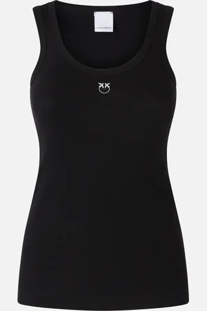 Pinko Top canottiera a costine con logo uccellini, , XL