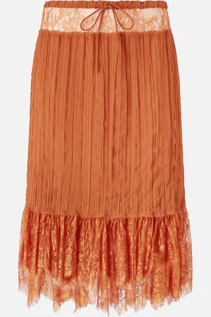 Pinko Gonna al ginocchio arricciata con pizzo, , XS