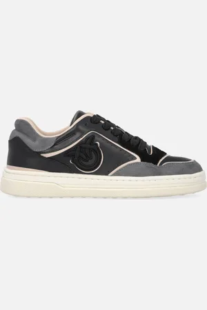 Pinko Sneakers flat in pelle con logo ricamato, Mult. nero/nudo, 41