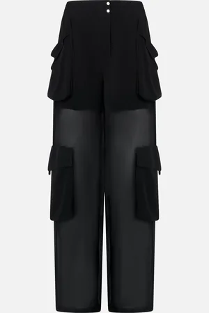 Pinko Pantaloni cargo in georgette trasparente, , 36