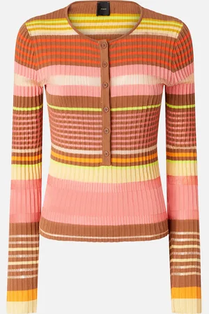 Pinko Maglia aderente a righe multicolor, Mult. rosa/marrone/giallo, M