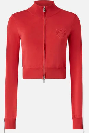 Pinko Felpa corta tessuto tecnico logo rilievo con zip, , M