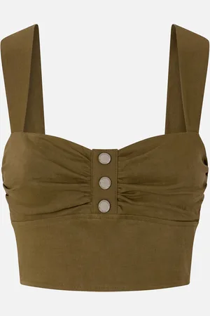 Pinko Crop top in lino con bottoni, , 40