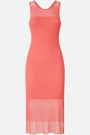 Pinko Abito aderente midi a costine trasparenti, , XS