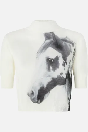 Pinko Maglia mezze maniche stampa cavallo Reimagine X Patrick McDowell, , M