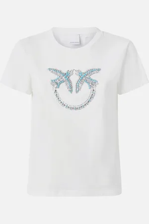 Pinko T-shirt con ricamo logo Love Birds in cristalli, - , M