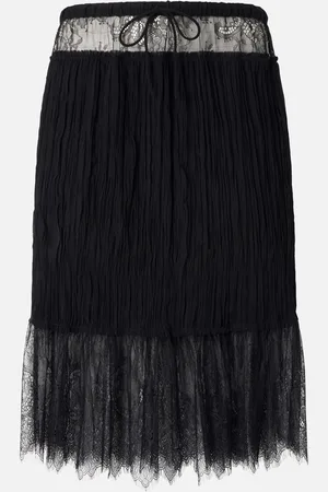 Pinko Gonna al ginocchio arricciata con pizzo, , XS