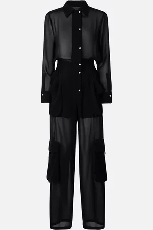 Pinko Tuta jumpsuit in georgette con tasche cargo, , 42