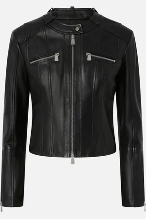 Pinko Giubbino biker in nappa con impunture verticali, , 42