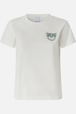 Pinko T-shirt maniche corte con ricamo gioiello Love Birds, - , XS